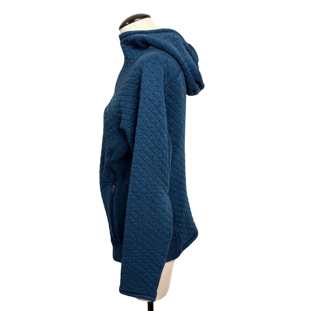 Patagonia Womens Organic Cotton Quilt Full Zip Hoody Blue Diamond Quilted M - Picture 3 of 7